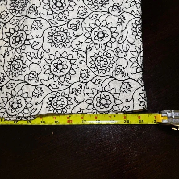 Floral Linen Blend Embroidered Pencil Skirt Cream Black Plus Sz 16 Minimalist - Picture 9 of 9